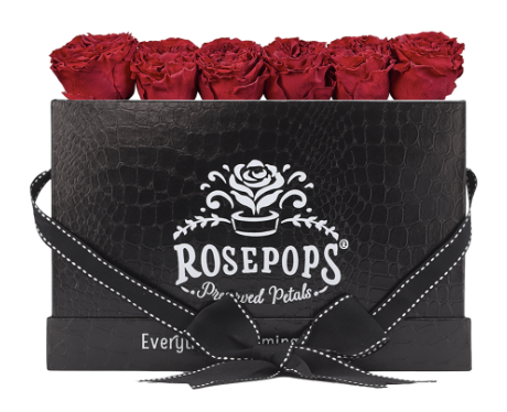 6 Roses Rectangle - Black Croc