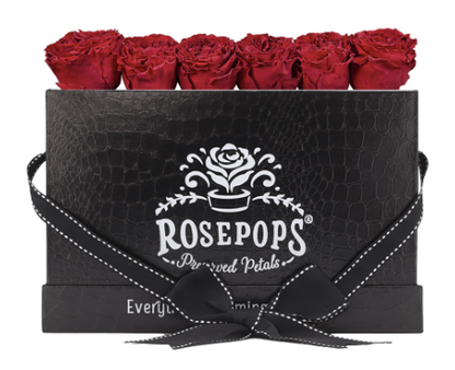 6 Roses Rectangle - Black Croc