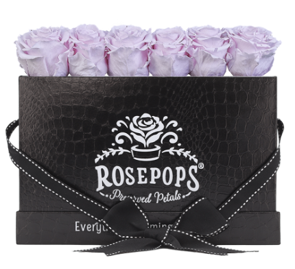 6 Roses Rectangle - Black Croc