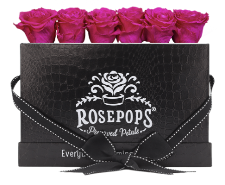 6 Roses Rectangle - Black Croc