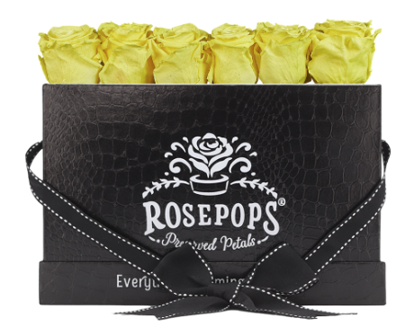 6 Roses Rectangle - Black Croc