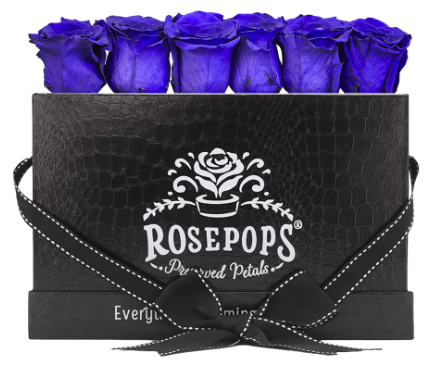 6 Roses Rectangle - Black Croc