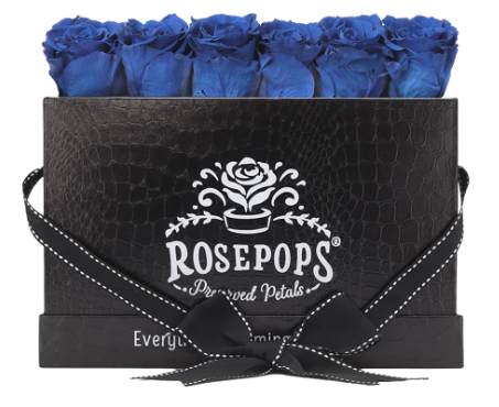 6 Roses Rectangle - Black Croc