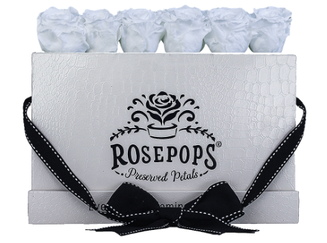 6 Roses Rectangle - White Croc