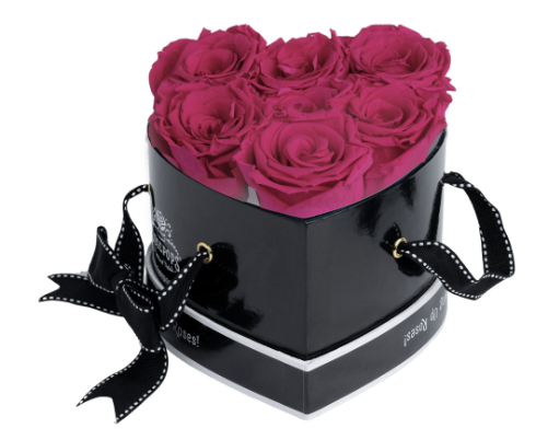 6 Roses Heart- Black Lacquer