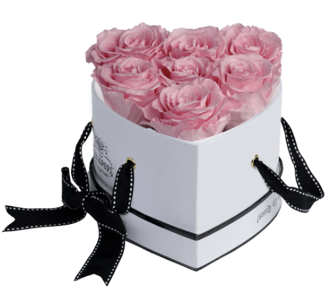 6 Roses Heart- White Lacquer