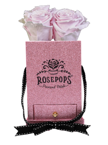 4 Roses Square with Drawer - Pink Shimmer