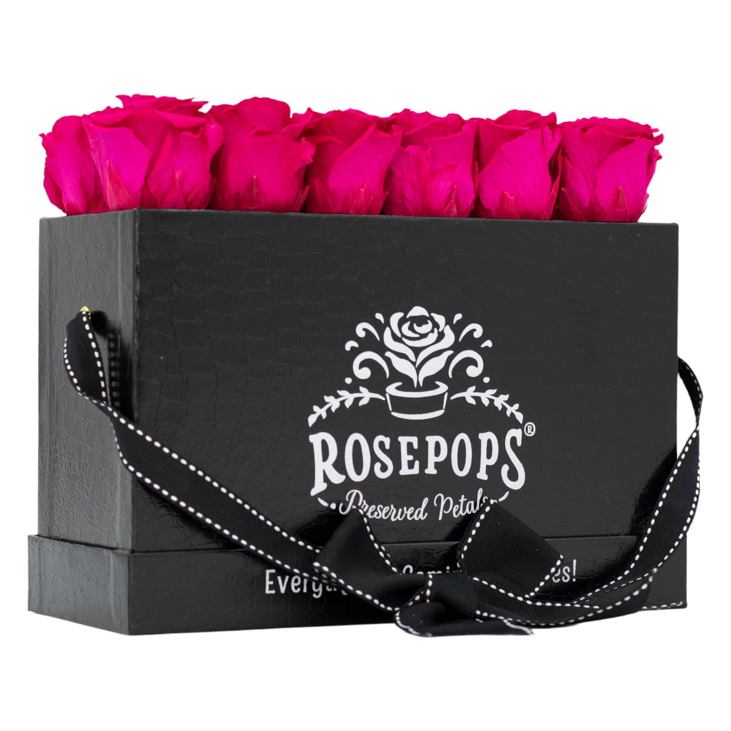Black Monogrammed Keeper by the Dozen - 12 Deep Pink Roses