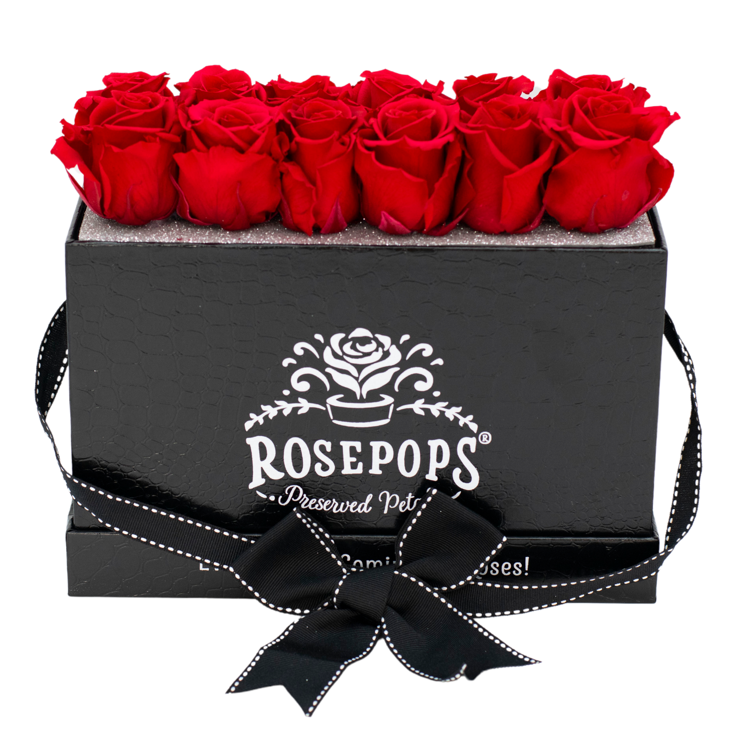 Black Monogrammed Keeper by the Dozen - 12 Red Roses