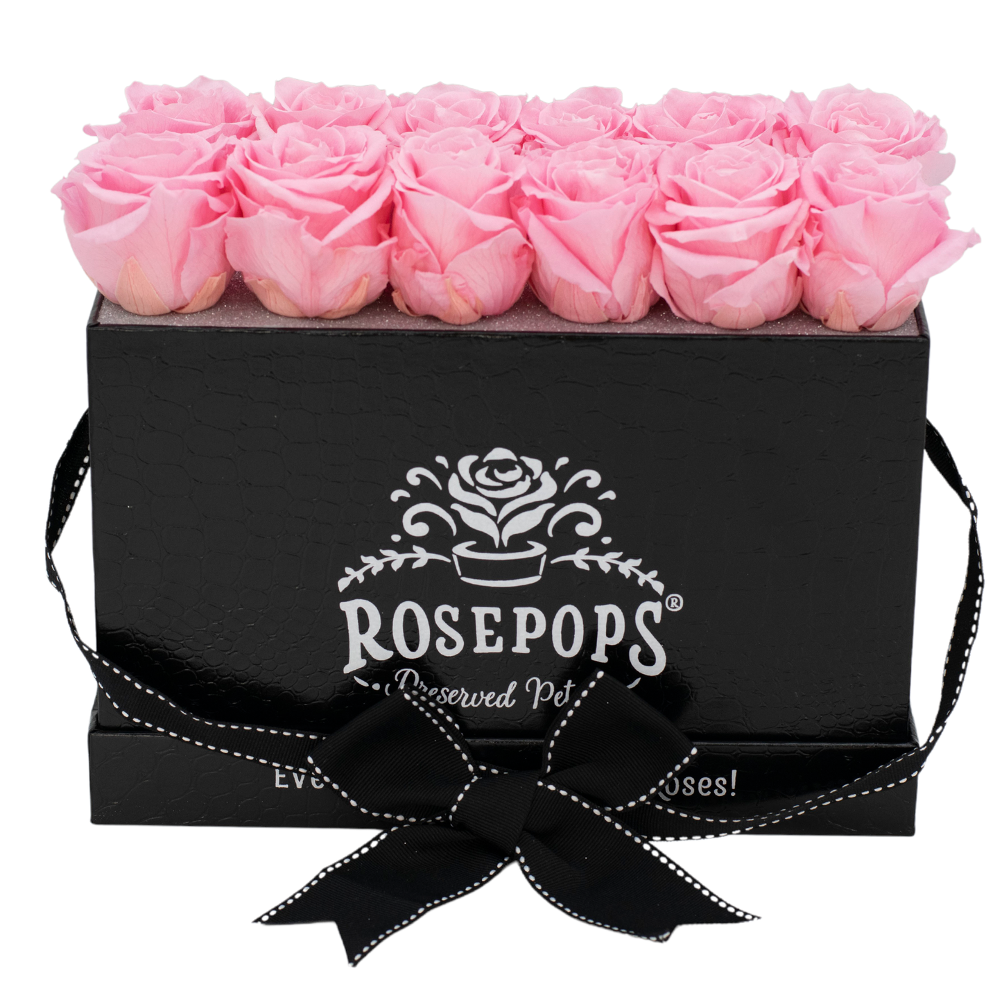 Black Monogrammed Keeper by the Dozen - 12 Soft Pink Roses