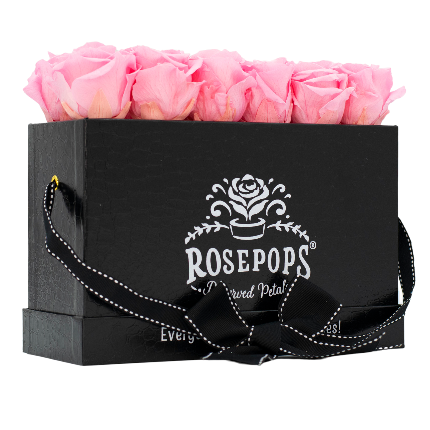 Black Monogrammed Keeper by the Dozen - 12 Soft Pink Roses