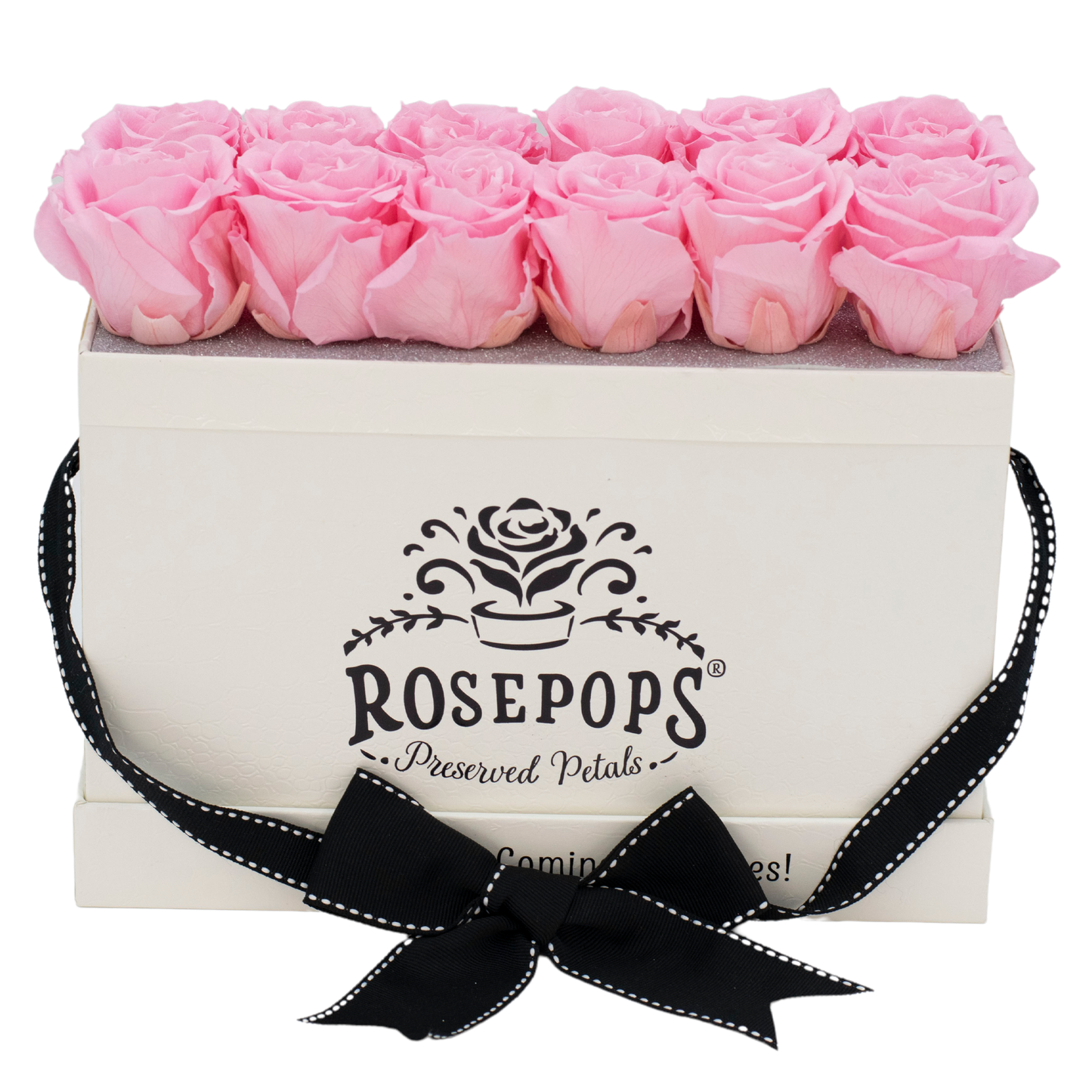 White Monogrammed Keeper by the Dozen - 12 Soft Pink Roses