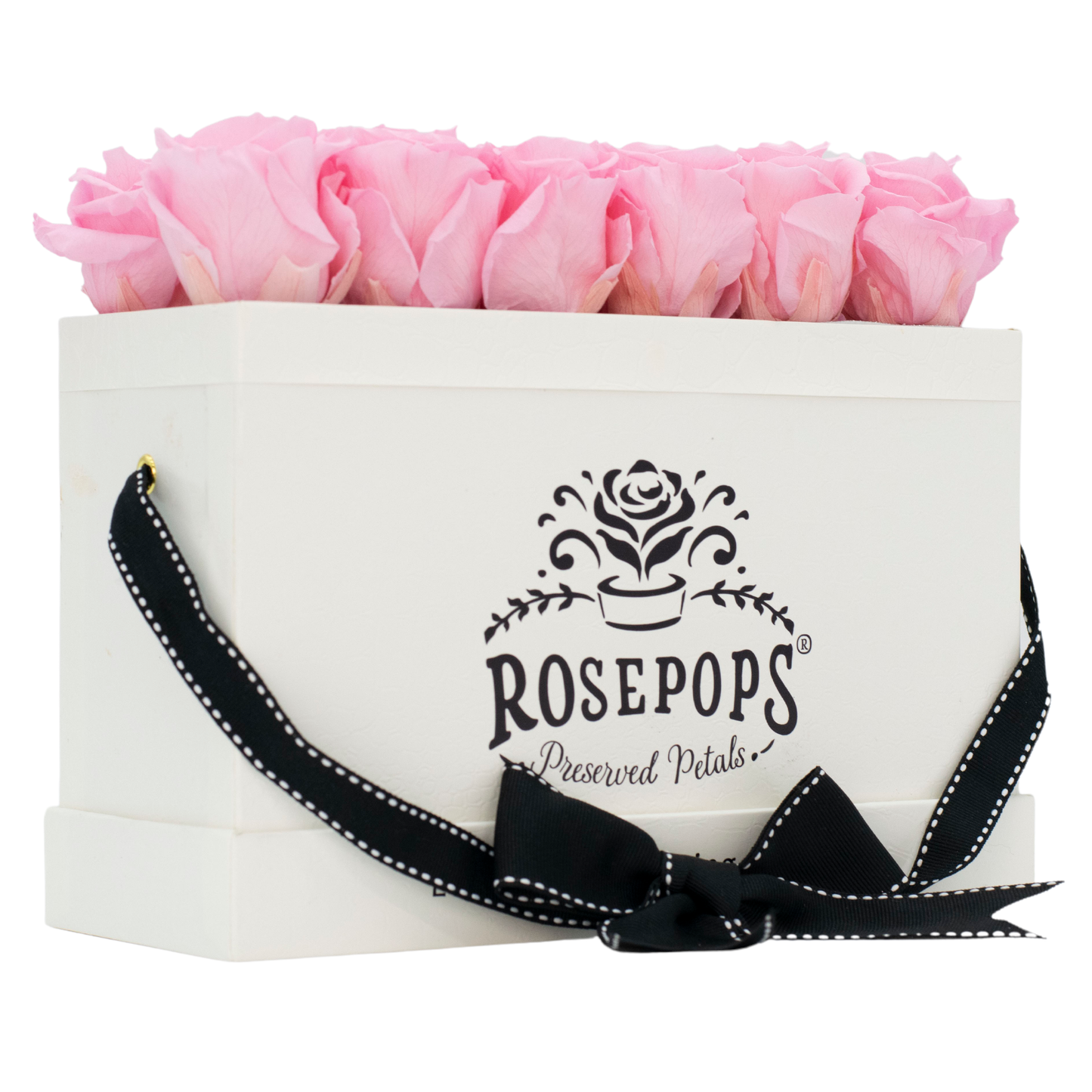 White Monogrammed Keeper by the Dozen - 12 Soft Pink Roses