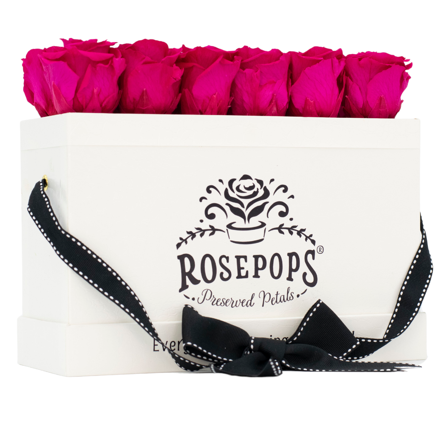 White Monogrammed Keeper by the Dozen - 12 Deep Pink Roses
