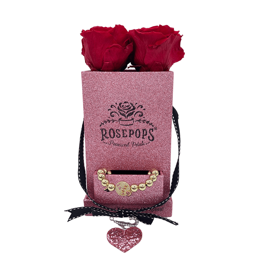 POP Rocks with a Kiss - 4 Red Roses