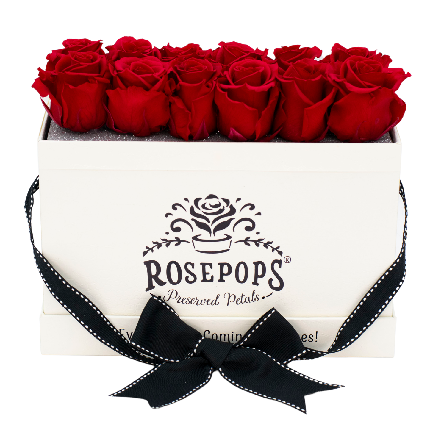 White Monogrammed Keeper by the Dozen - 12 Red Roses
