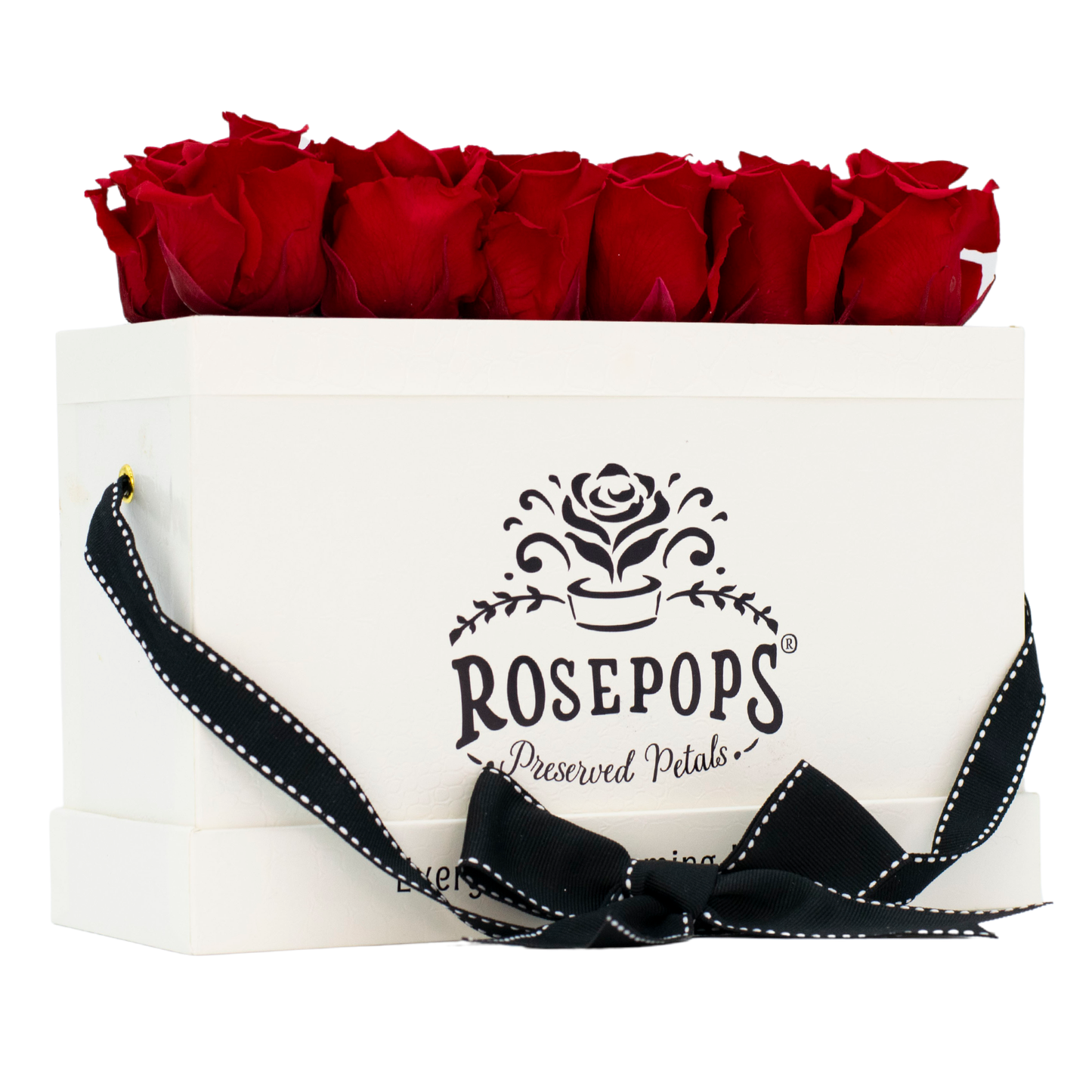 White Monogrammed Keeper by the Dozen - 12 Red Roses