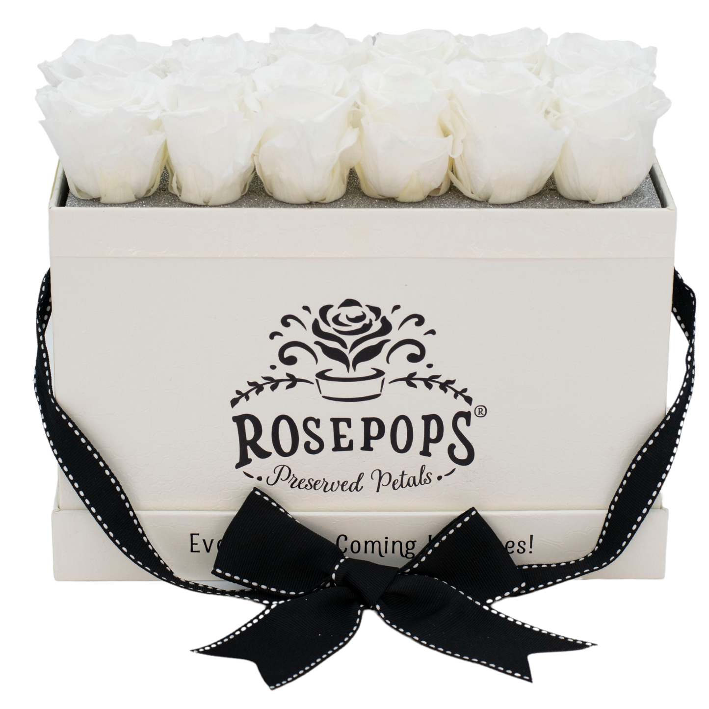 White Monogrammed Keeper by the Dozen - 12 True White Roses