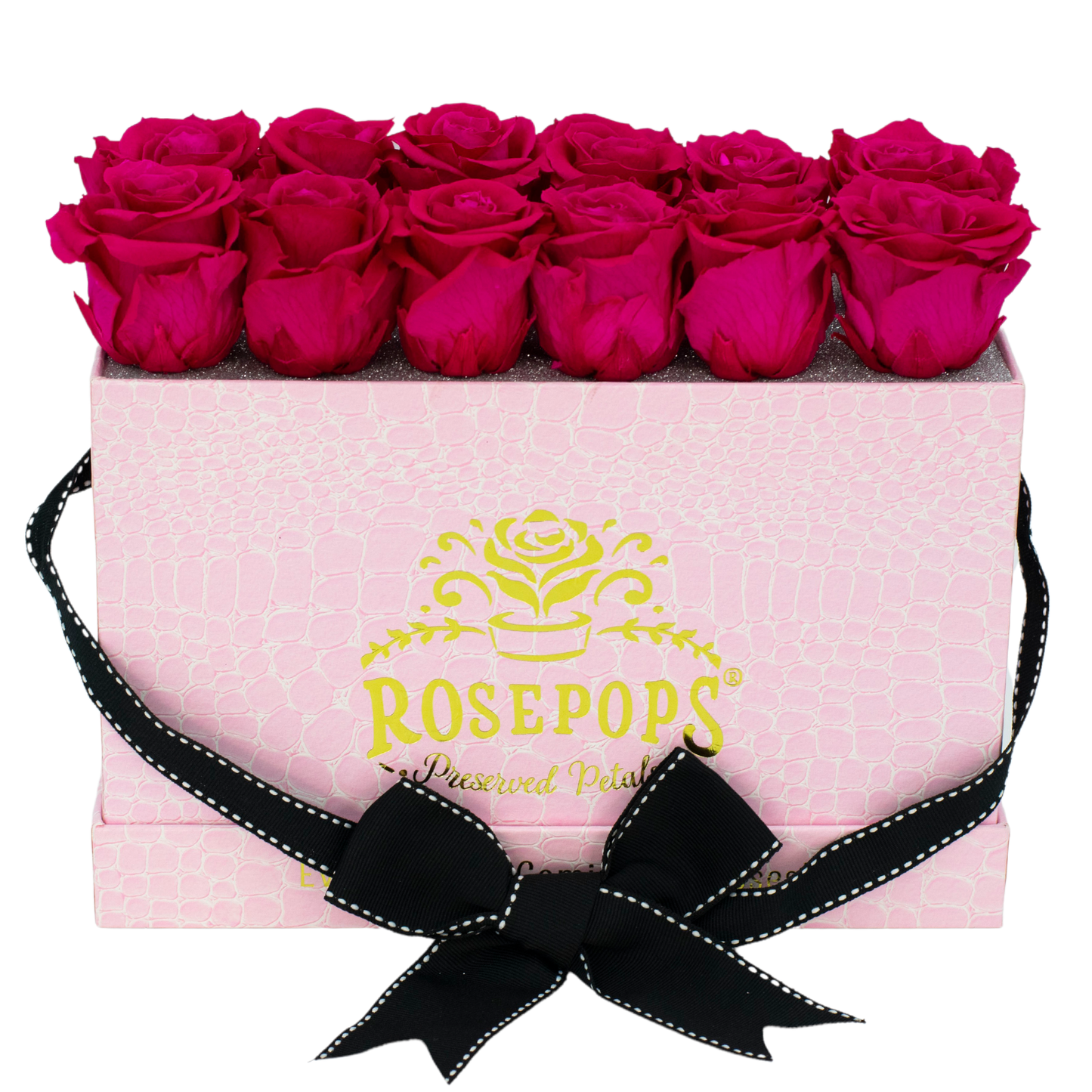 Pink Monogrammed Keeper by the Dozen - 12 Deep Pink Roses