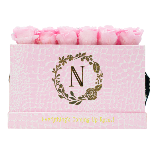 Pink Monogrammed Pop of the Line - 18 Cotton Candy Roses