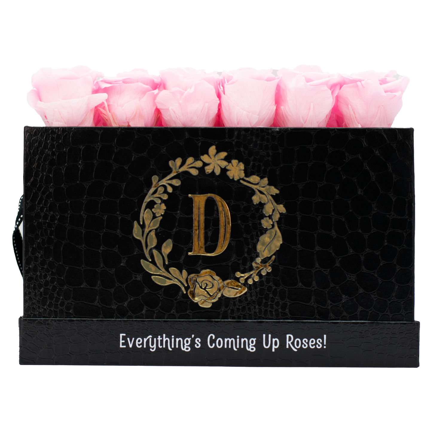 Black Monogrammed Pop of the Line - 18 Cotton Candy Pink Roses