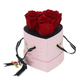 Three Preserved Roses in Pink Heart Shaped Box by Rosepops