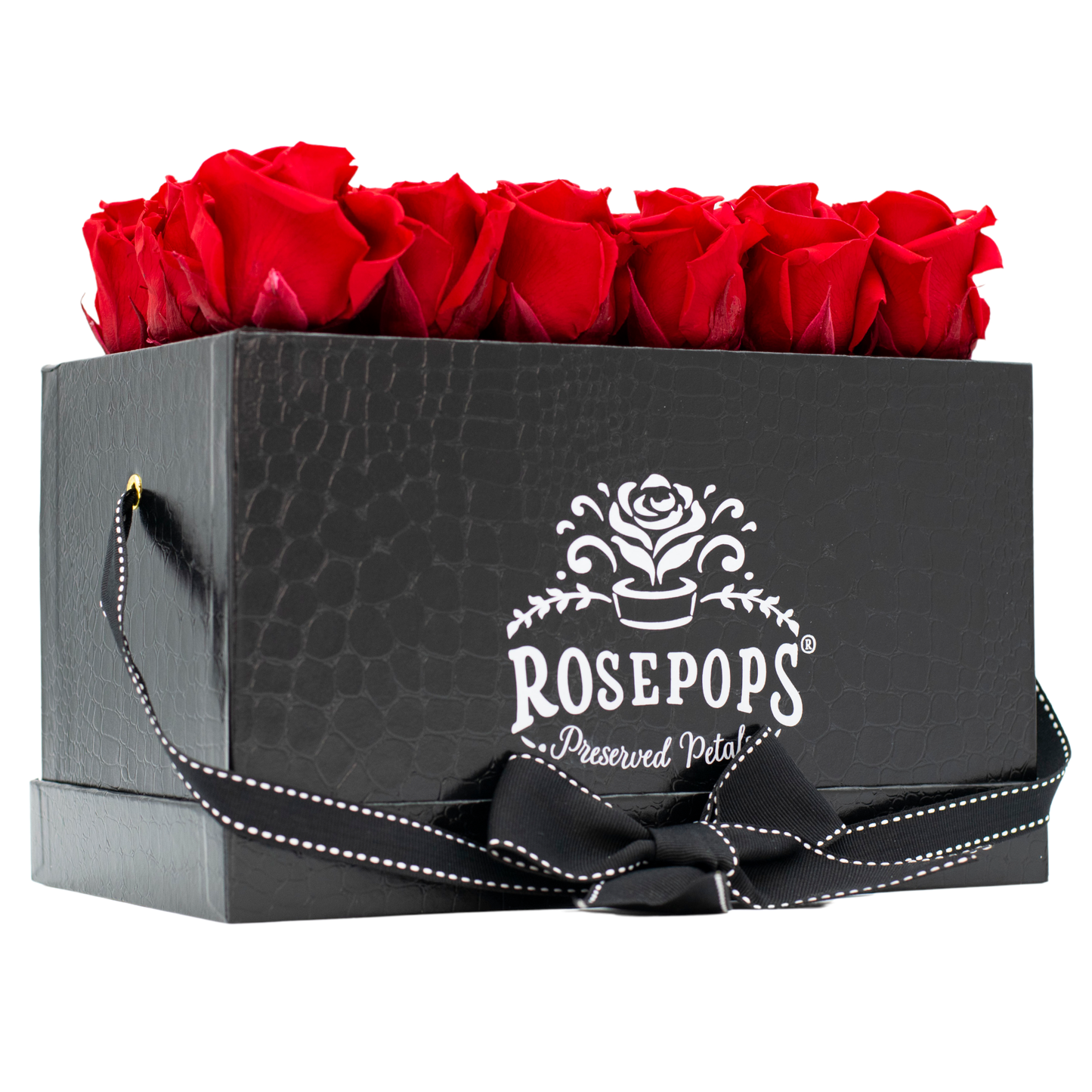 Black Monogrammed Pop of the Line - 18 Cherry Crush Red Roses