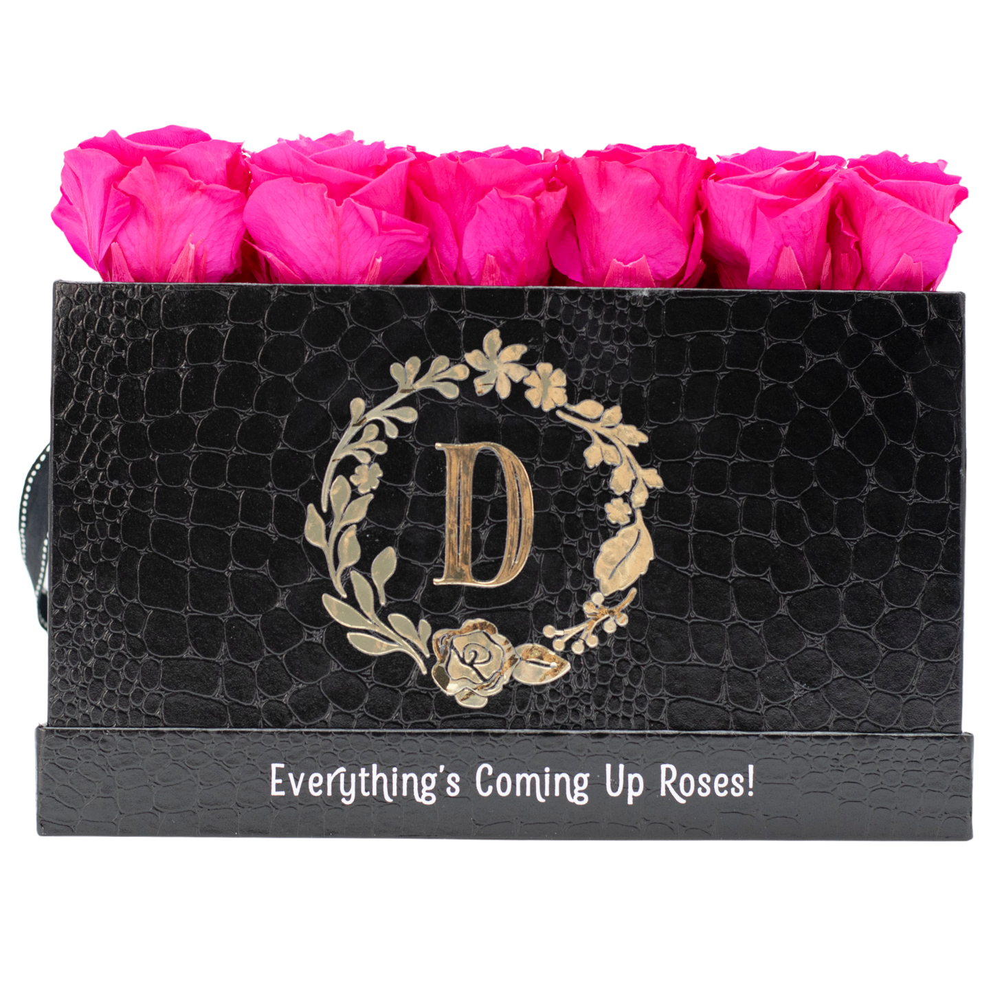 Black Monogrammed Pop of the Line - 18 Raspberry Punch Roses
