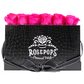 Black Monogrammed Keeper by the Dozen - 12 Deep Pink Roses