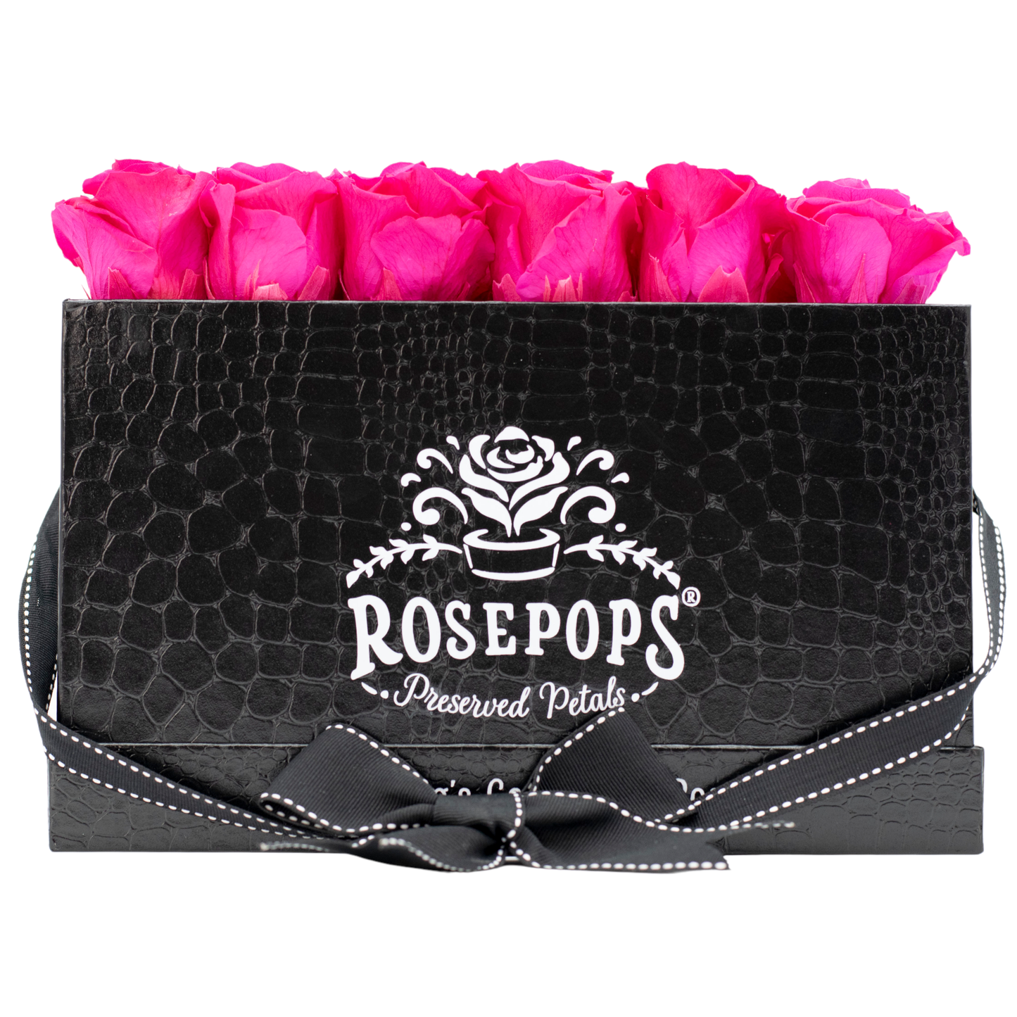 Black Monogrammed Keeper by the Dozen - 12 Deep Pink Roses