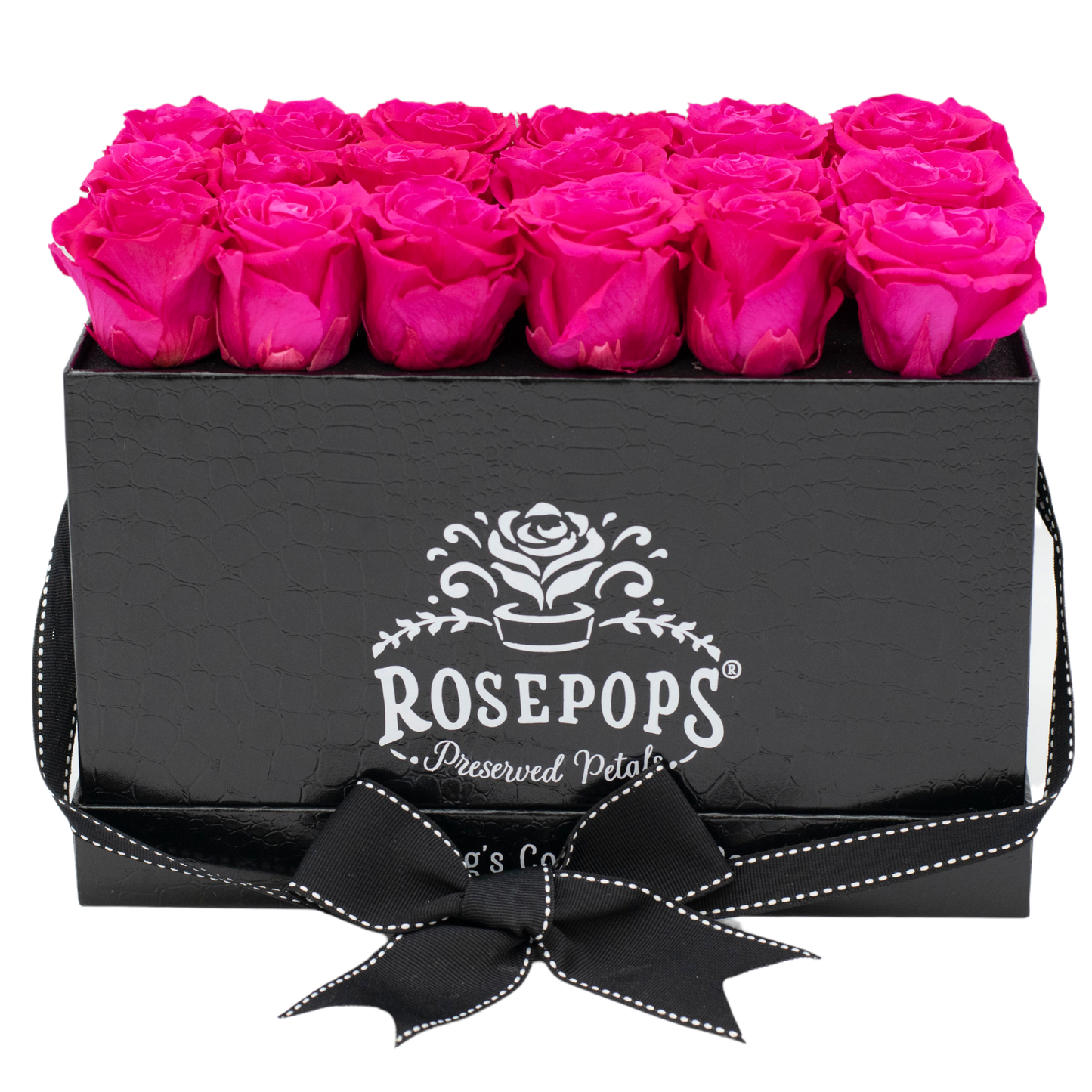 Black Monogrammed Pop of the Line - 18 Raspberry Punch Roses