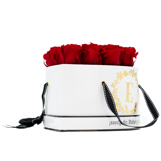 White Monogrammed Lucky 13 - Cherry Roses