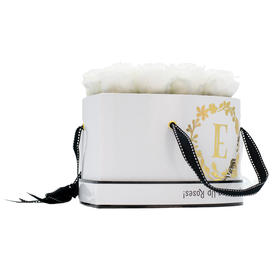 White Monogrammed Lucky 13 - Marshmallow Fluff Roses
