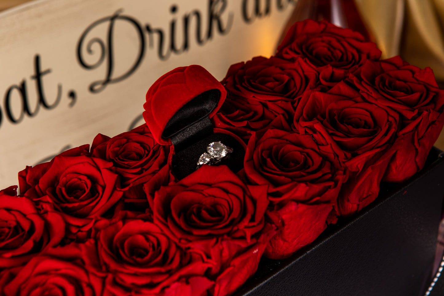 POP the Question Ring Box - 12 Red Roses