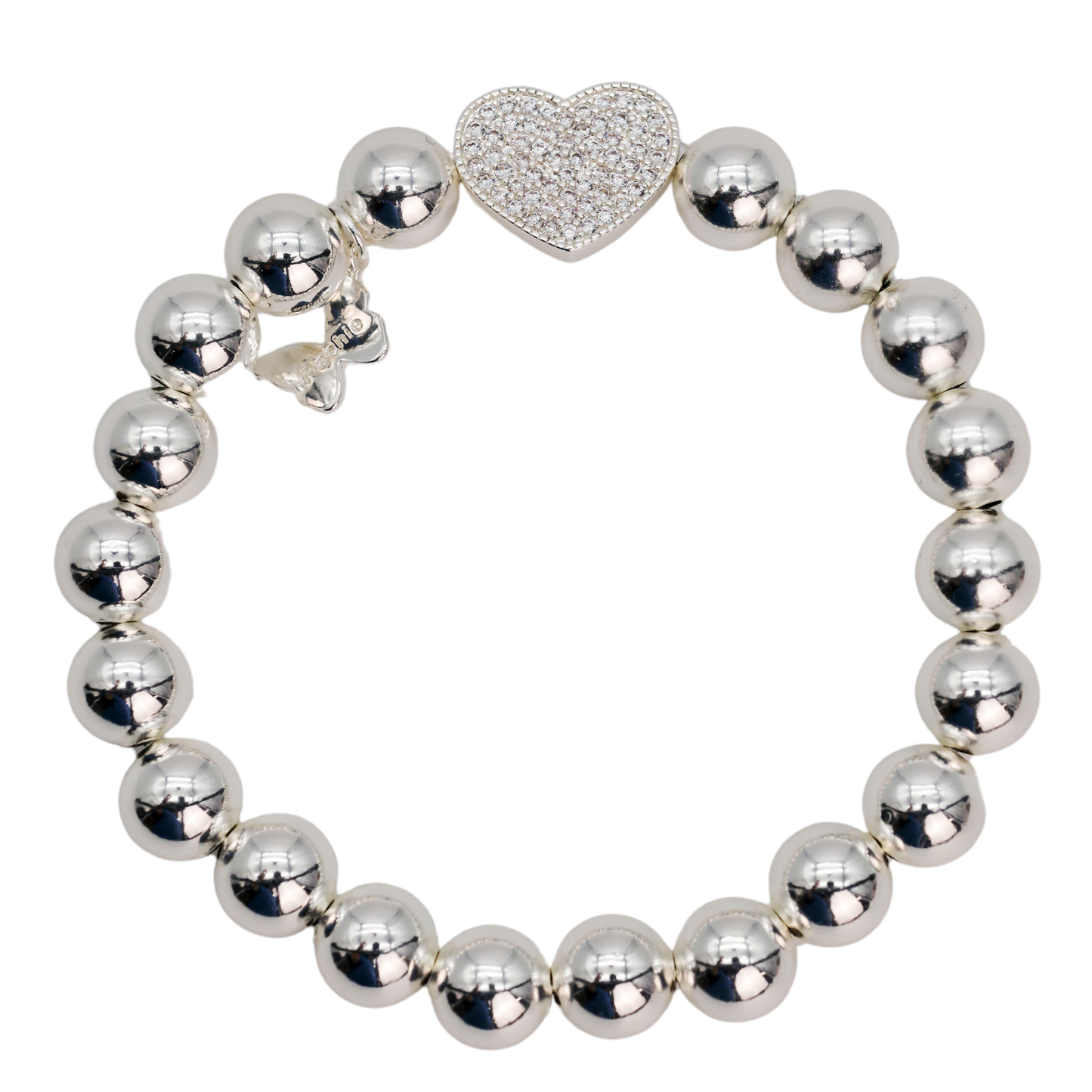 White Gold Plated Pavé Heart Bracelet