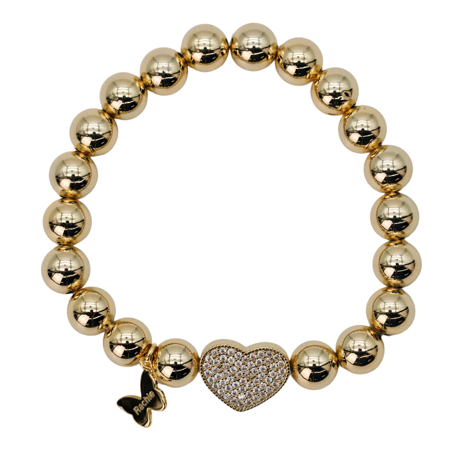 Yellow Gold Plated Pavé Heart Bracelet