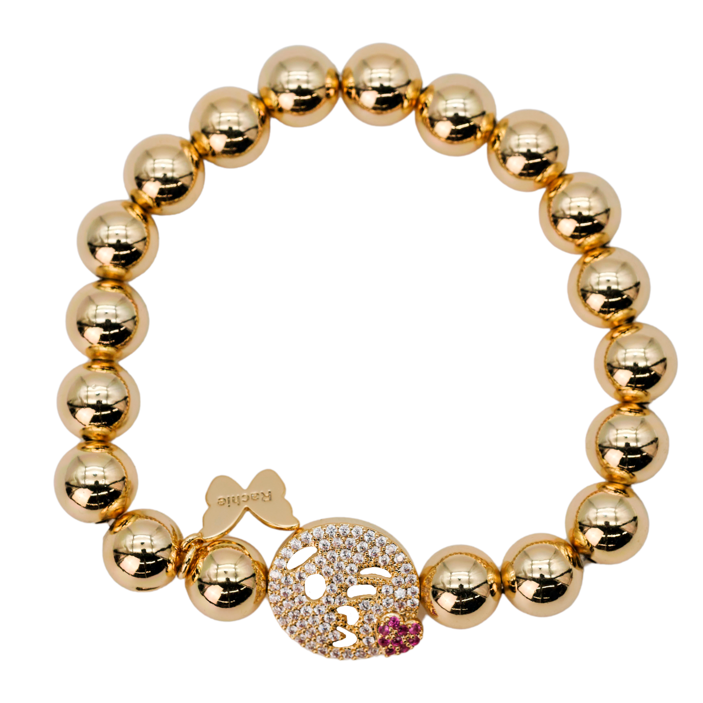 Yellow Gold Plated Pavé Kiss Emoji Bracelet