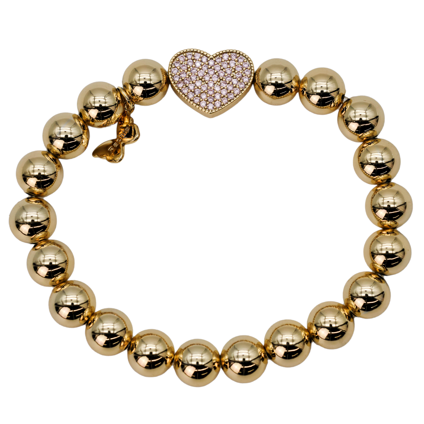 Yellow Gold Plated Blush Pink Pavé Heart Bracelet