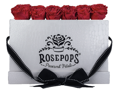 6 Roses Rectangle - White Croc