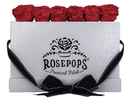 6 Roses Rectangle - White Croc