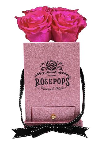 4 Roses Square with Drawer - Pink Shimmer