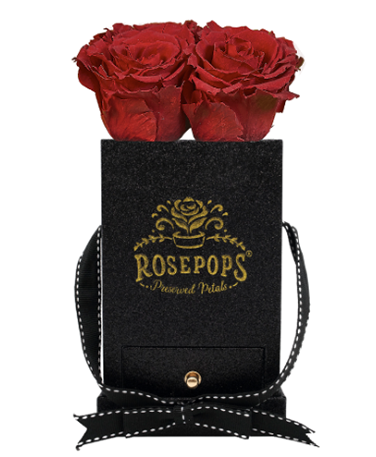 4 Roses Square with Drawer - Black Diamonds