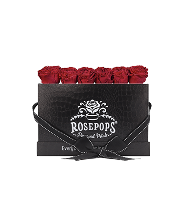 6 Roses Rectangle - Black Croc