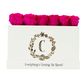 White Monogrammed Pop of the Line - 18 Raspberry Punch Roses