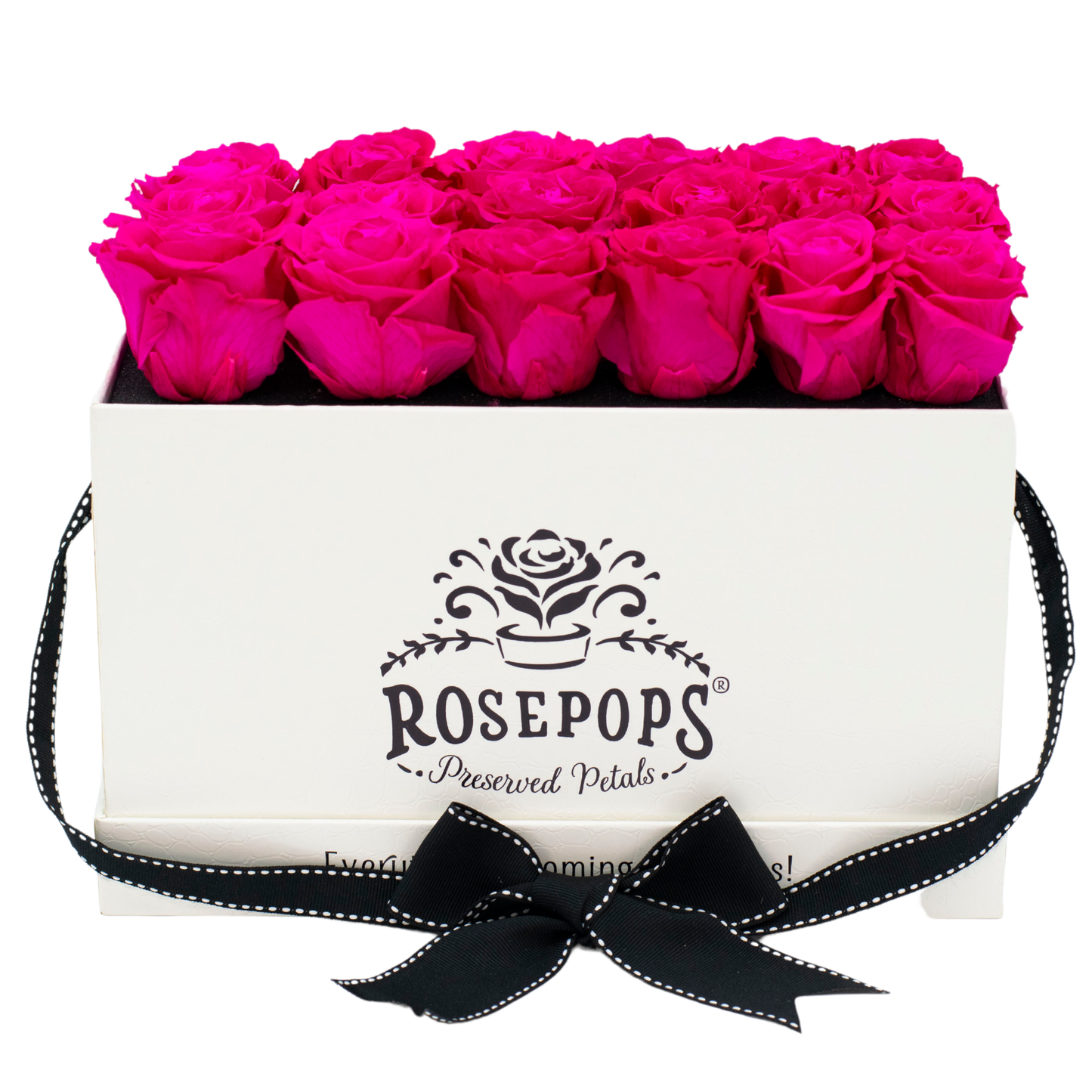 White Monogrammed Pop of the Line - Raspberry Punch Roses