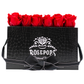 Black Monogrammed Keeper by the Dozen - 12 Red Roses