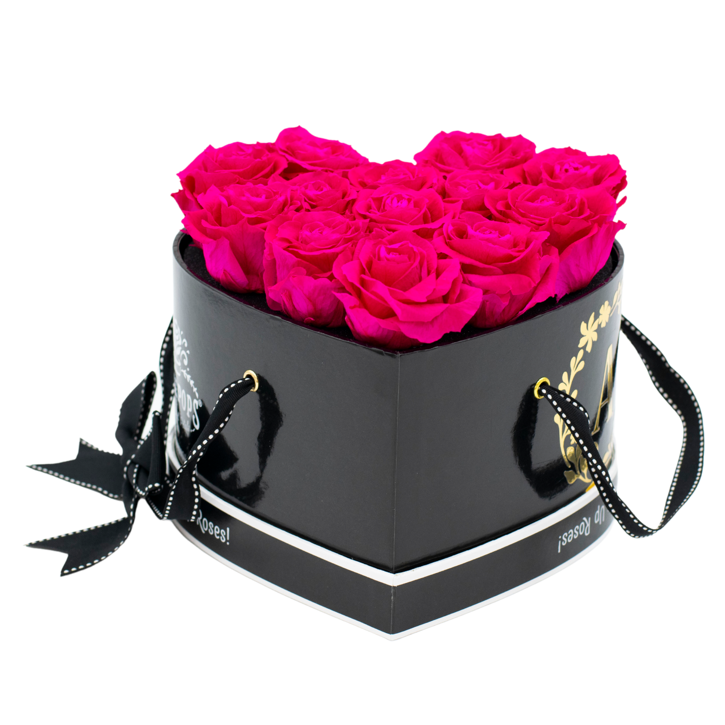 The Black Monogrammed Lucky 13 - Raspberry Punch Roses