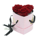 Three Preserved Roses in a Heart Shaped Box - with a hershey kiss charm
