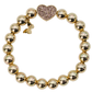 Yellow Gold Plated Pink Chocolate Pavé Heart Bracelet